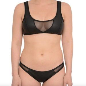 NWOT HOAKA SWIMWEAR BLACK MESH BIKINI SET